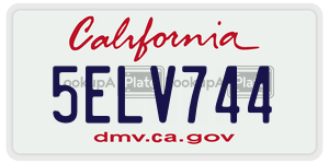 5ELV744  license plate in CA