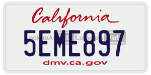 5EME897 license plate in California