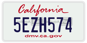 5EZH574 license plate in California