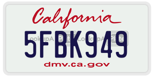 5FBK949 license plate in California