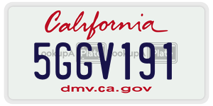 5GGV191  license plate in CA