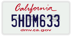 5HDM633 license plate in California
