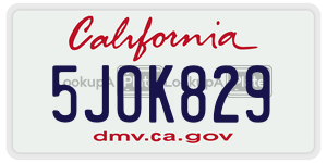 5JOK829  license plate in CA
