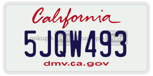 5JQW493  license plate in CA