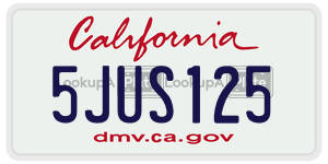 5JUS125  license plate in CA