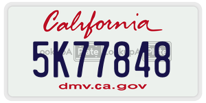 5K77848 license plate in California