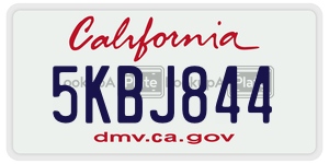 5KBJ844 license plate in California
