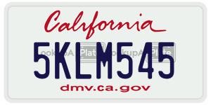 5KLM545  license plate in CA