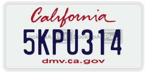 5KPU314 license plate in California