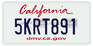 5KRT891  license plate in CA