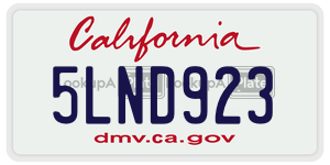 5LND923 license plate in California