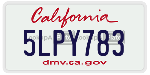 5LPY783 license plate in California