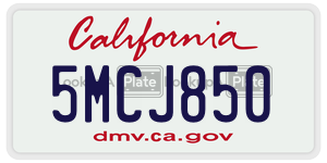 5MCJ850  license plate in CA