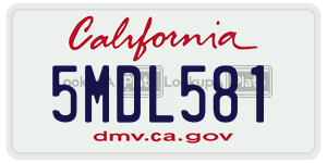 5MDL581 license plate in California