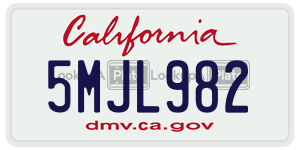 5MJL982  license plate in CA