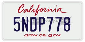 5NDP778 license plate in California