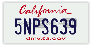 5NPS639  license plate in CA