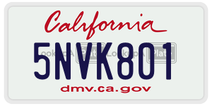 5NVK801 license plate in California