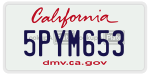 5PYM653  license plate in CA