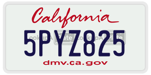 5PYZ825 license plate in California