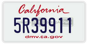5R39911 license plate in California