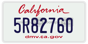 5R82760  license plate in CA