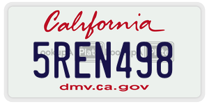 5REN498 license plate in California