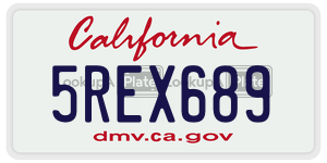 5REX689 license plate in California