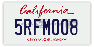 5RFM008 license plate in California