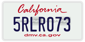 5RLR073  license plate in CA