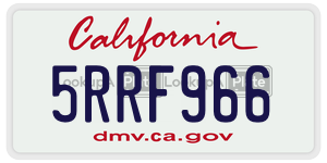 5RRF966  license plate in CA