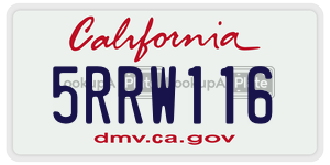 5RRW116 license plate in California