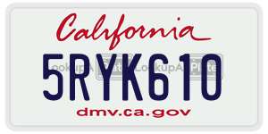 5RYK610 license plate in California