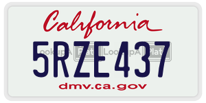 5RZE437  license plate in CA