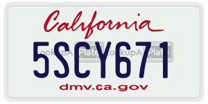 5SCY671 license plate in California