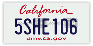 5SHE106  license plate in CA