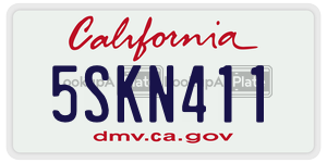 5SKN411 license plate in California