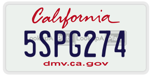 5SPG274 license plate in California
