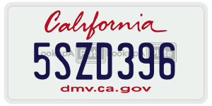 5SZD396 license plate in California