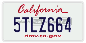 5TLZ664 license plate in California