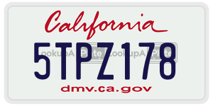 5TPZ178  license plate in CA