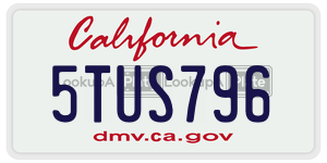 5TUS796 license plate in California