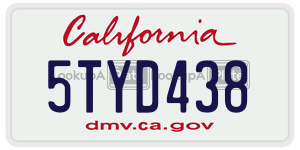 5TYD438  license plate in CA