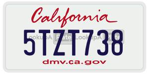 5TZT738 license plate in California
