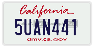 5UAN441 license plate in California