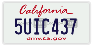 5UIC437  license plate in CA