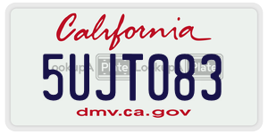 5UJT083 license plate in California