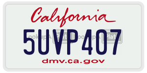 5UVP407  license plate in CA