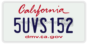 5UVS152  license plate in CA