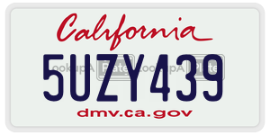 5UZY439 license plate in California